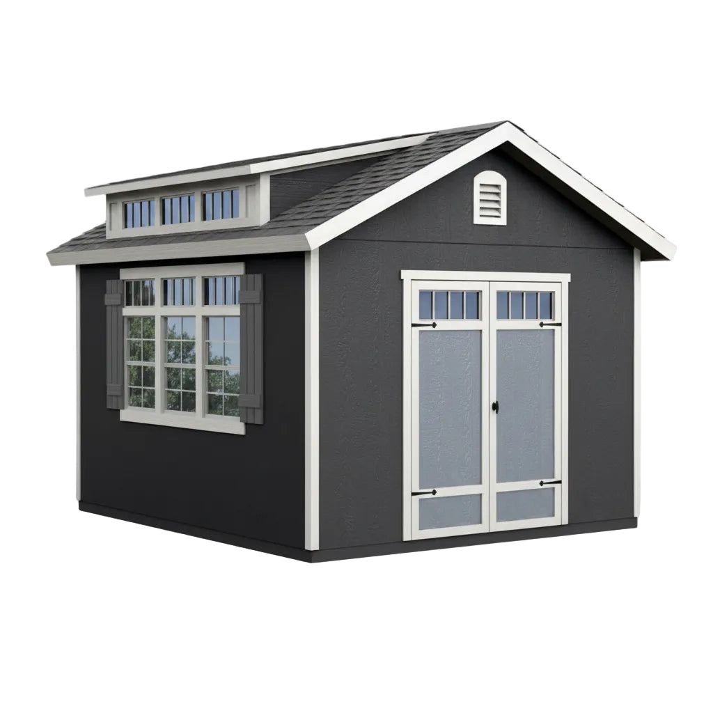 Madison storage shed loft area used for overhead storage organization