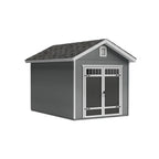 Omaha 10x16 storage shed with double doors open for easy equipment entry