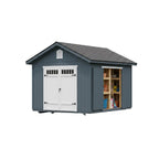 Interior layout of Omaha Plus 10x12 shed with organized storage and workspace area