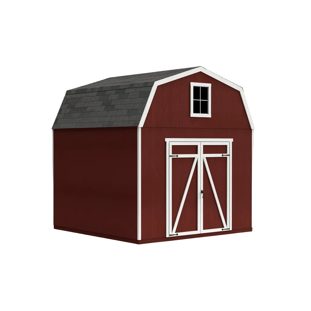 Front view of Topeka 12x20 barn storage shed with double doors and tall roof design