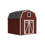 Interior loft area of Topeka shed used for overhead storage organization