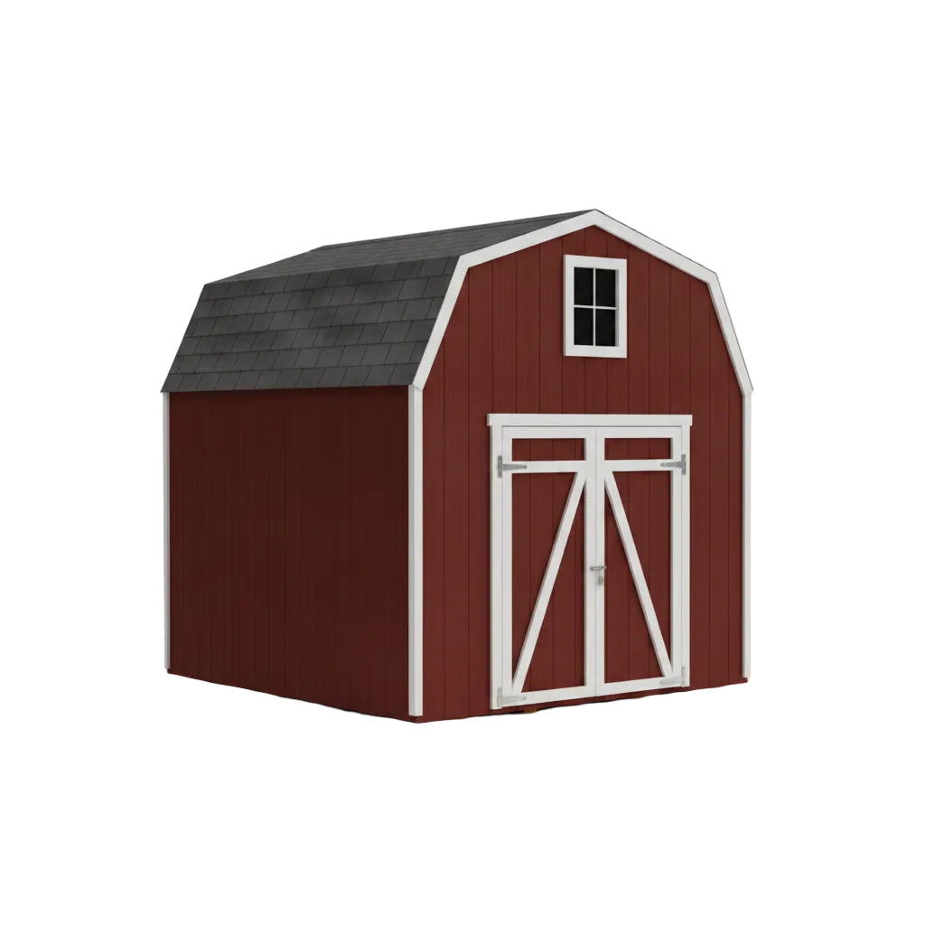Interior of Topeka shed showing loft and shelf for organized storage space